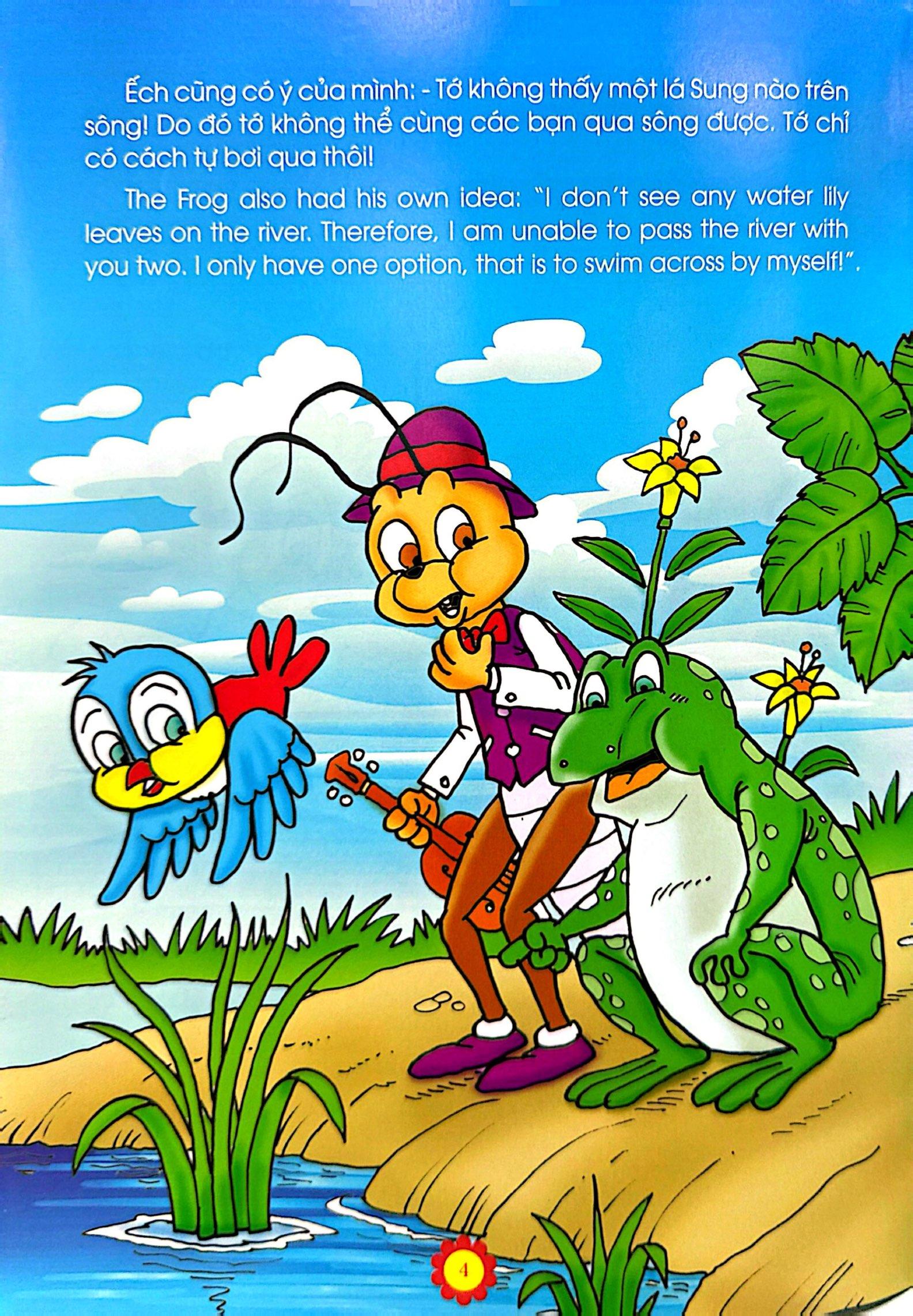 Sách - Truyện Kể Tuổi Thần Tiên - Song Ngữ Anh Việt - Chim Sẻ, Ếch Và Cào Cào