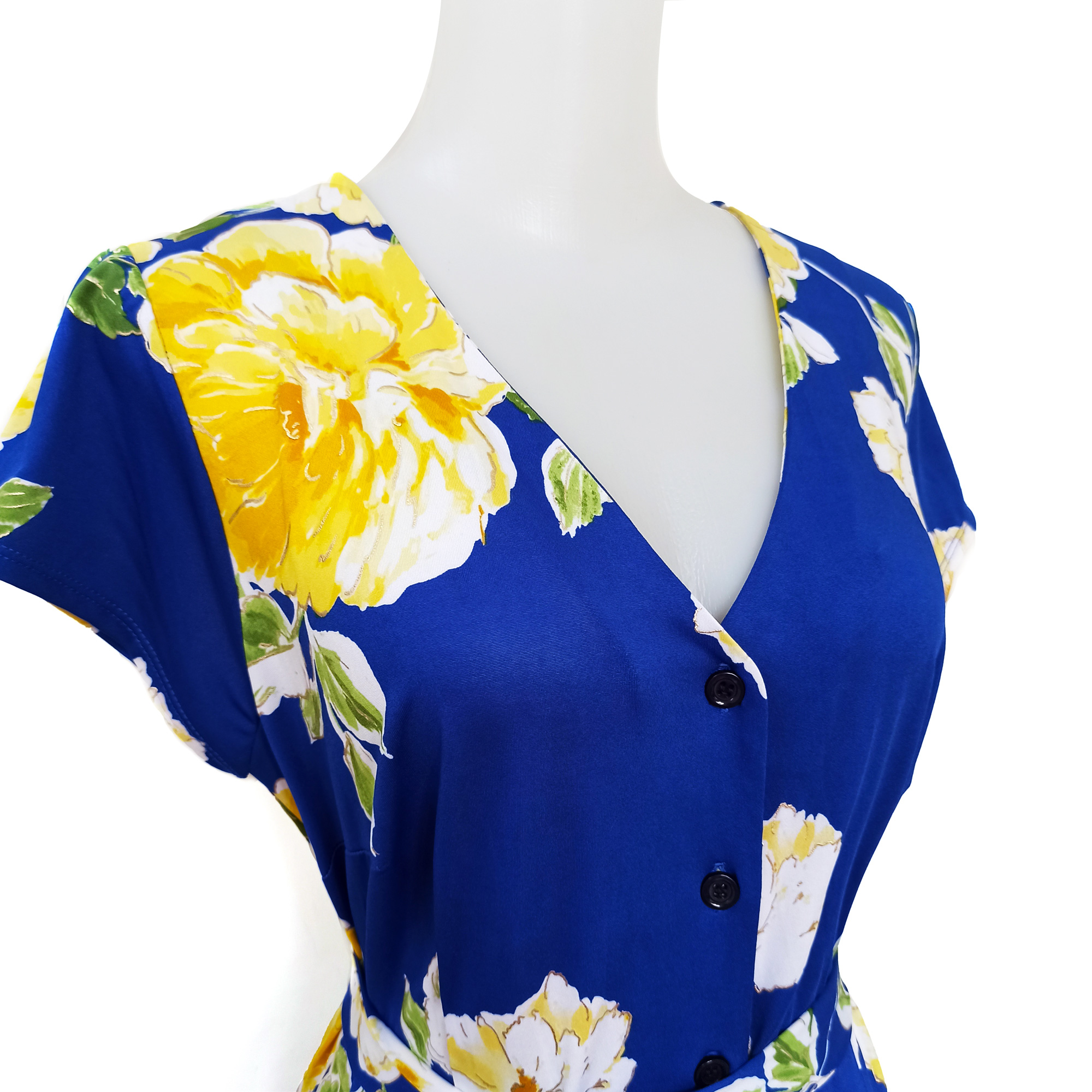 Đầm maxi hoa xanh 55-60kg mặc vừa