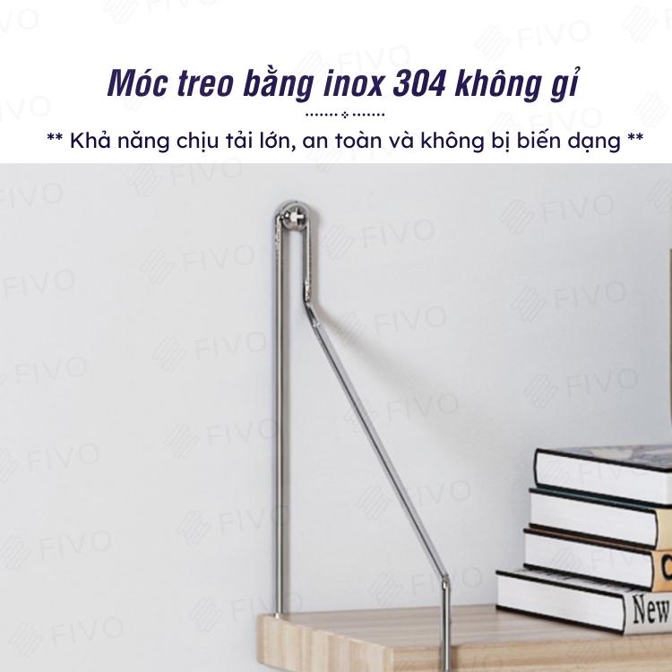 Kệ Treo Tường Gỗ Trang Trí MDF FIVO FB40 Không Cần Khoan Với Móc Treo Inox Dễ Dàng Gắn Tường - Hàng Chính Hãng