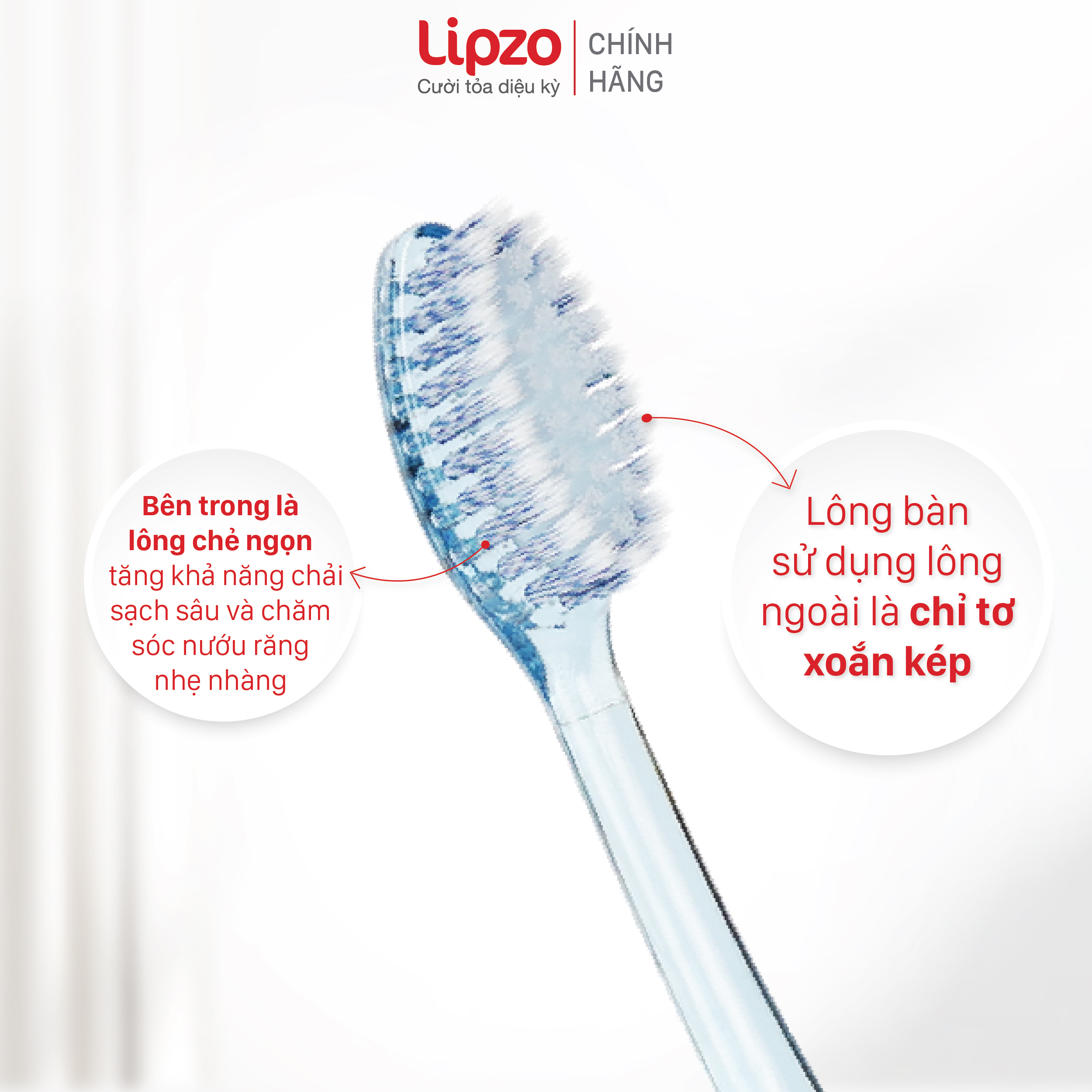 Vỉ 4 Tặng 1 Bàn Chải Đánh Răng Lipzo Áo Dài Pro Thiết Kế Hình Áo Dài Hai Lớp Lông Chỉ Tơ Xoắn Kép Và Lông Chẻ Ngọn