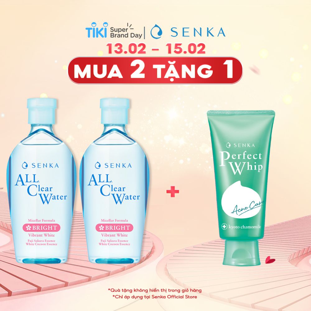 [MUA 2 TẶNG 1] Combo 2 Nước tẩy trang SENKA A.L.L. CLEAR WATER Micellar Formula White 230ml TẶNG 1 Sữa rửa mặt hỗ trợ trị mụn Senka Perfect Whip Acne Care 100g