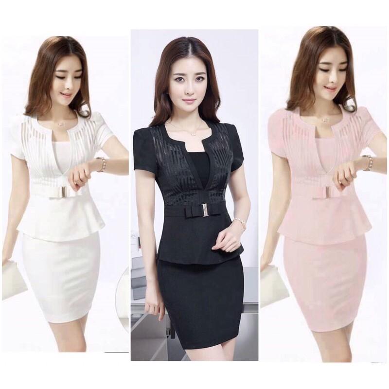 NEW ĐẦM PEPLUM ÁO LƯỚI NGOÀI VHC01