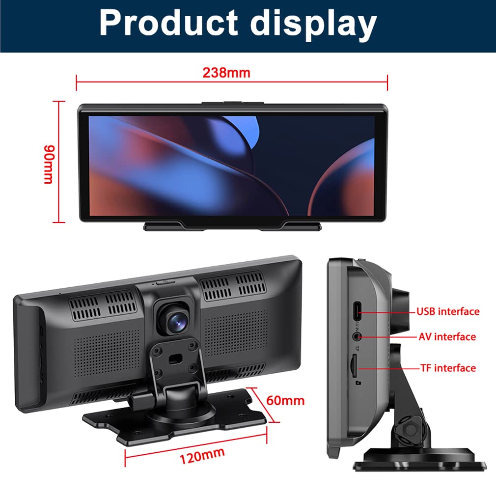 Carplay android bảng điều khiển tự động bảng điều khiển cam camera kép 10 inch 2K + 1080P Chức năng âm nhạc Bluetooth, Wifi Điều khiển bằng giọng nói Máy Quay video Kéo Dài thời gian