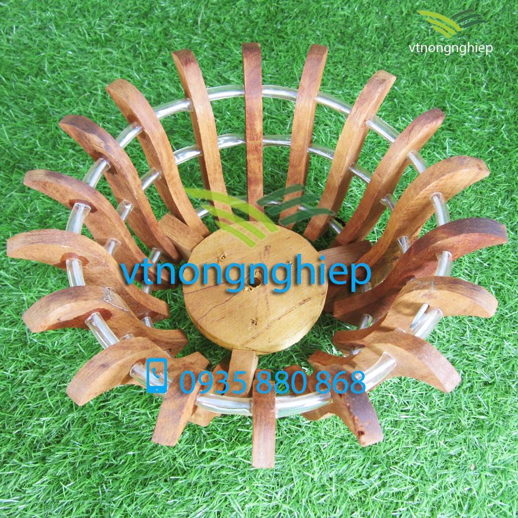 Chậu gỗ trồng lan, chậu gỗ căm xe trồng lan hình hoa sen, đường kính lọt lòng 20cm