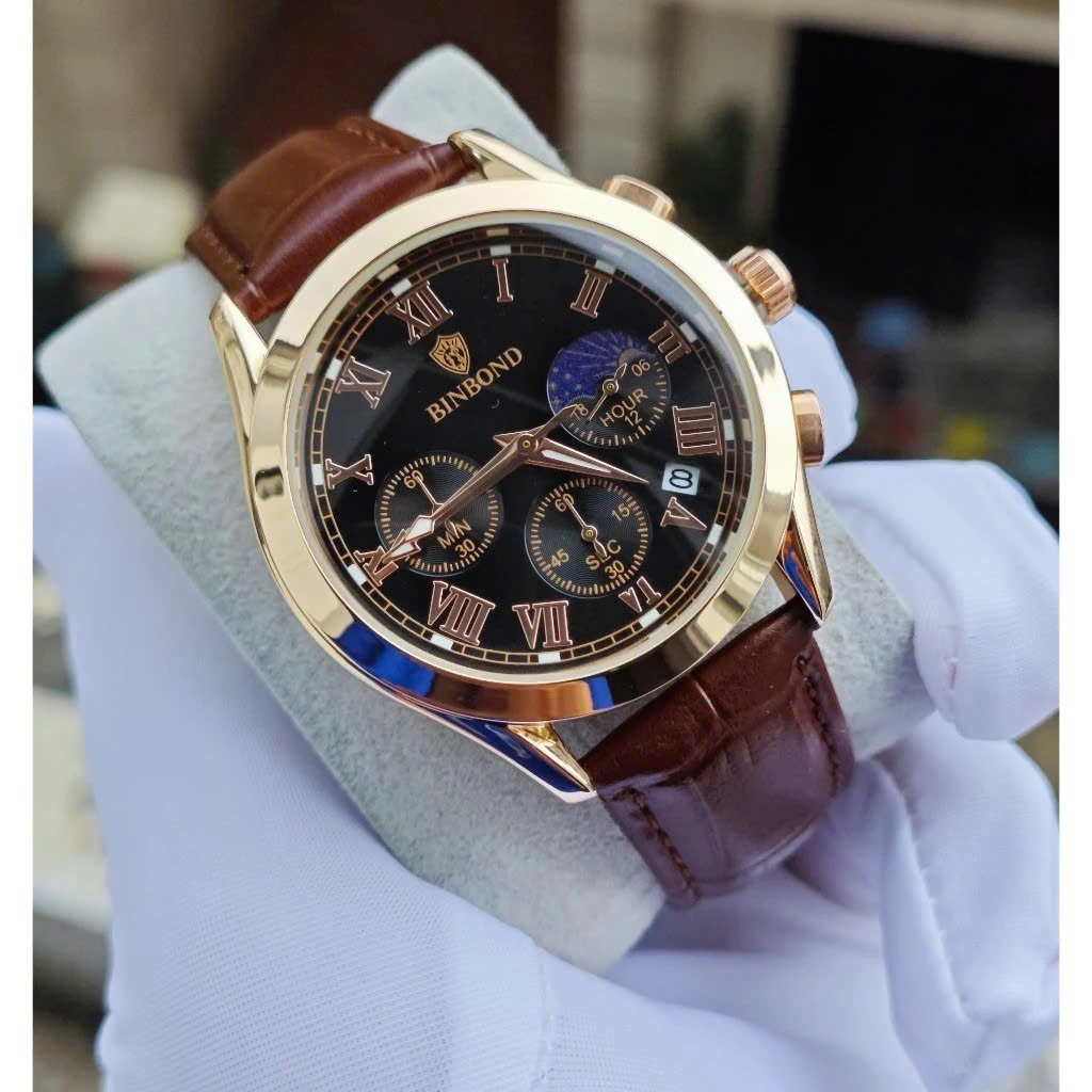 Đồng Hồ Nam Phong Cách Doanh Nhân - Lịch Mặt Trời - Chạy Đủ 6 Kim - Hàng Chính Hãng