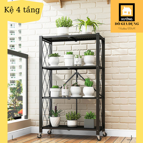 Kệ Để Đồ Đa Năng đựng Đồ Nhà Bếp - Không cần lắp ráp- Gấp Gọn dễ dàng- Có bánh xe xoay 360*