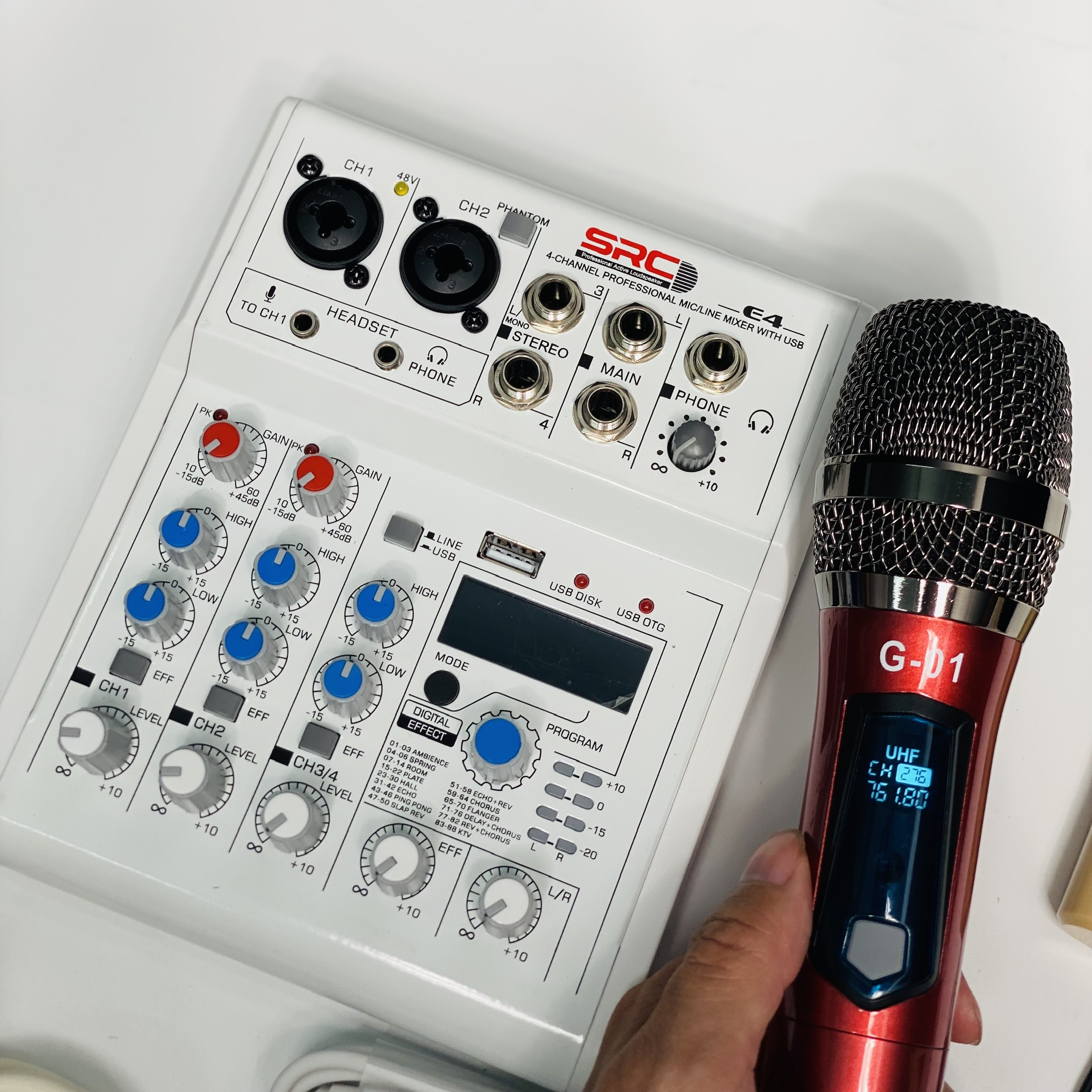 Combo Mixer Thu Âm Livestream Karaoke E4 và Mic G01 Chính Hãng Giá Tốt -  Bảo Hành 12 Tháng Hàng Chính Hãng