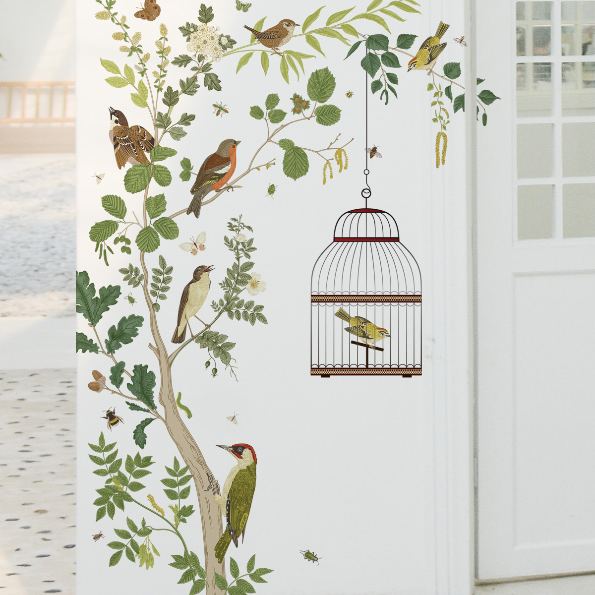 Sticker Giấy Dán Tường Decal Dán tường Tranh Dán Tường Trang Trí Tường Mẫu Đàn Chim Làm Tổ ZH-1013