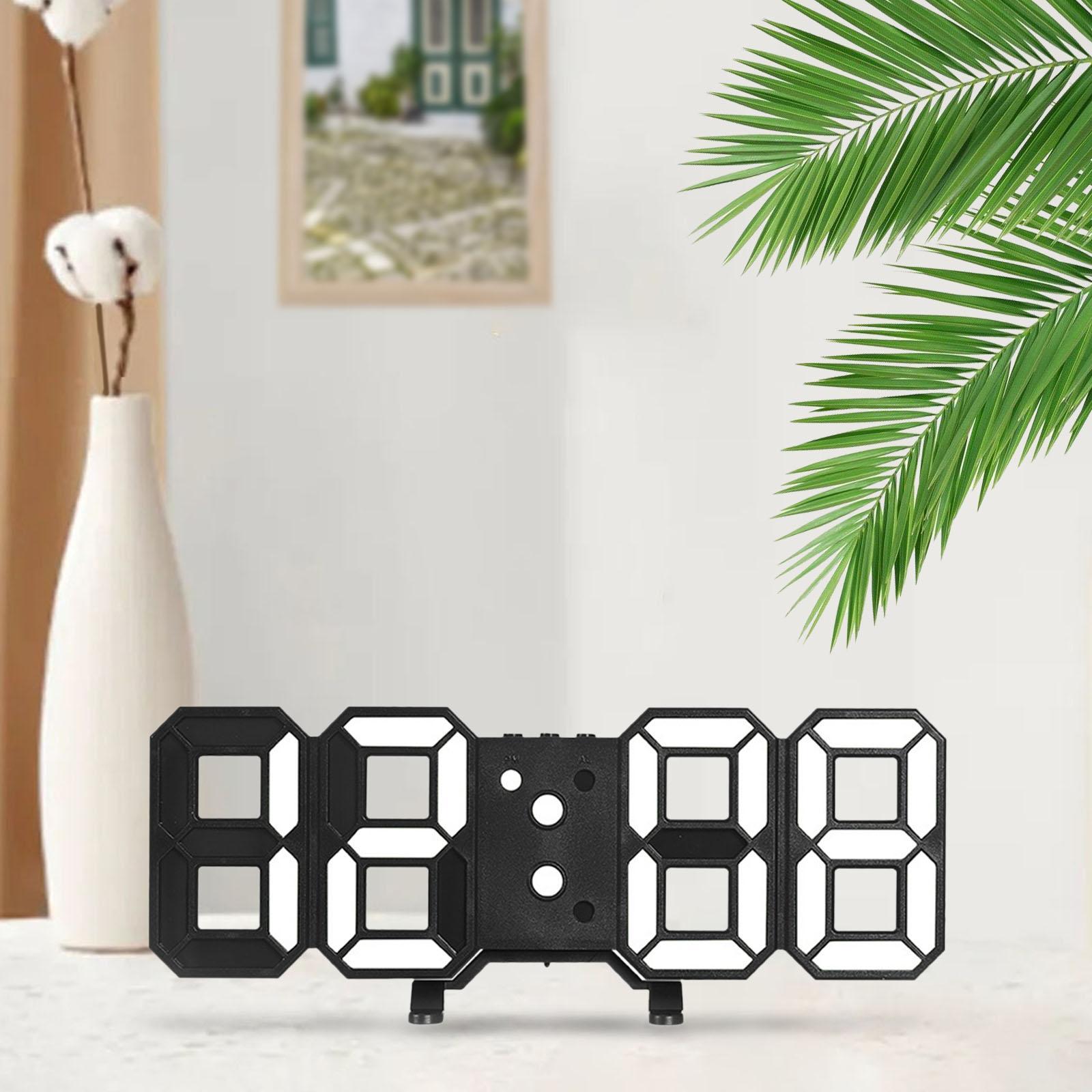 Digital 3D Digital Clock Date Time Electronic Clock for Seniors Office Bathroom