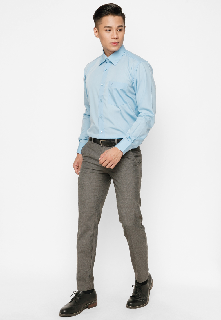 Áo Sơ Mi Dài Tay Màu Vải TC Regular Fit 325 Vĩnh Tiến - VM5-G514