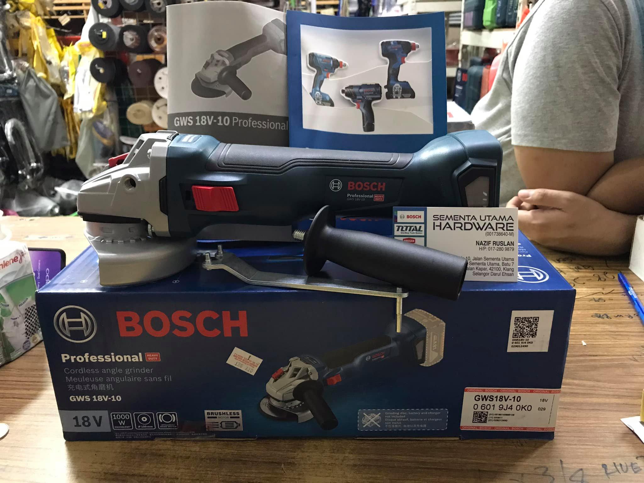 THÂN MÁY MÀI GÓC DÙNG PIN 18V 100MM BOSCH GWS 18V-10 (SOLO) - HÀNG CHÍNH HÃNG