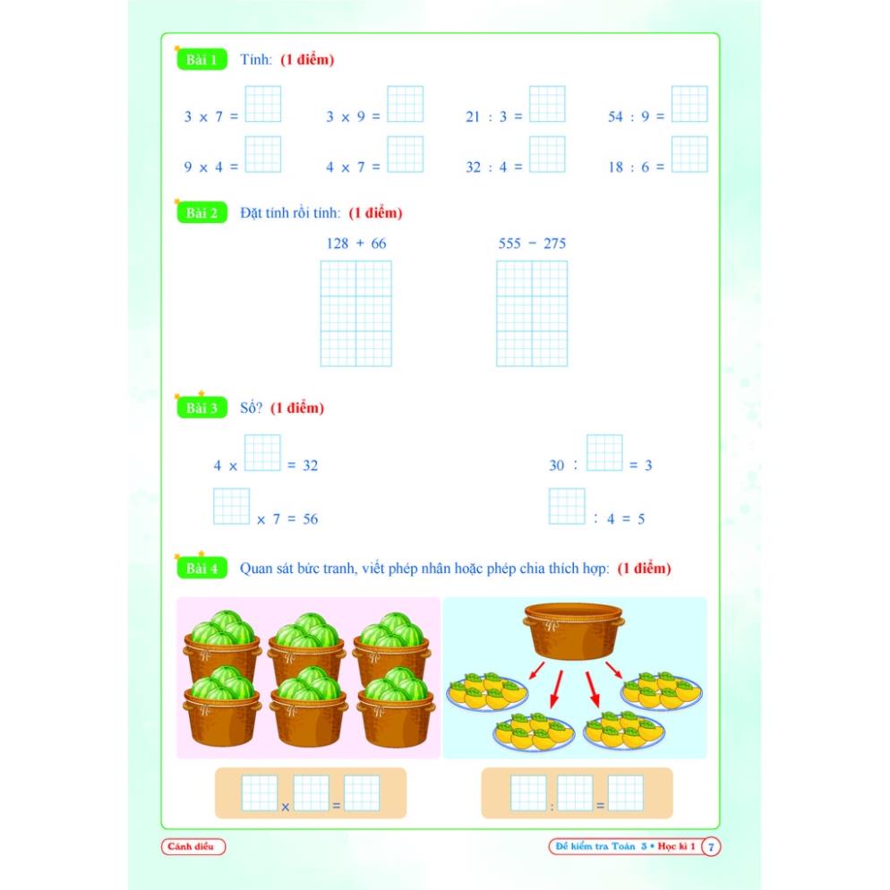 Sách Đề Kiểm Tra Toán Lớp 3 - Cánh Diều - BẢN QUYỀN