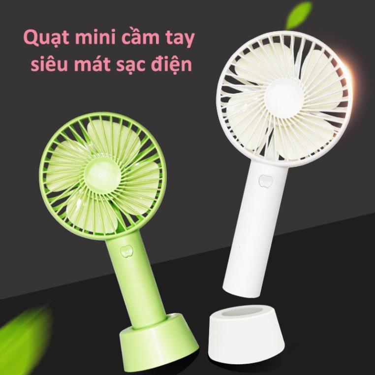 Quạt Mini Cầm Tay Tích Điện Sạc Usb Dự Phòng Có Chân Đế Để Bàn - Hàng Loại 1