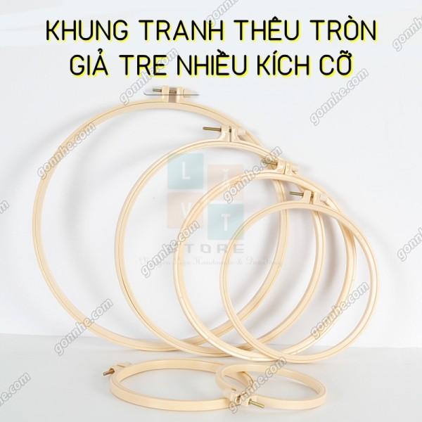 Khung thêu tròn giả tre bằng nhựa chắc chắn để đan, may vá