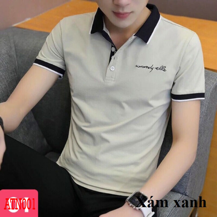 Áo thun nam cổ bẻ ngắn tay vải thun cotton xịn mềm mịn co giãn tốt, thoáng mát, thấm hút mồ hôi - màu xám xanh