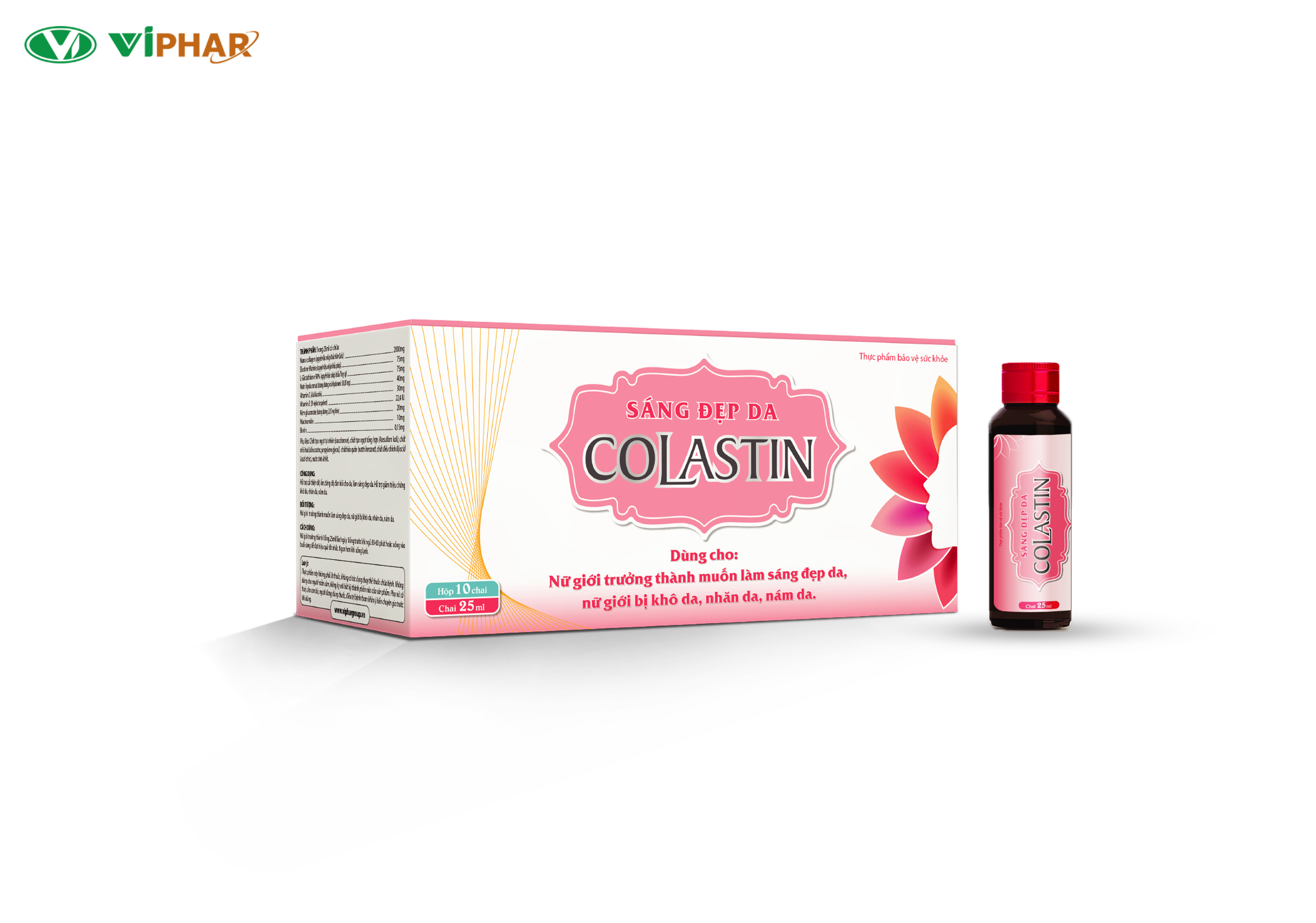 Nước Uống SÁNG ĐẸP DA COLASTIN, Elastin Marine - Nano Collagen Nhập Khẩu, Giúp Da Căng Mịn, Giảm Khô Da, Nhăn Da, Nám Da, Chống Lão Hoá Da, Đẹp Tóc Móng, Hộp 10 Chai 25ml/50ml