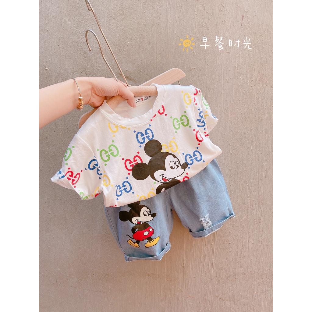 Bộ quần áo bé trai Mickey tràn thân quần jean