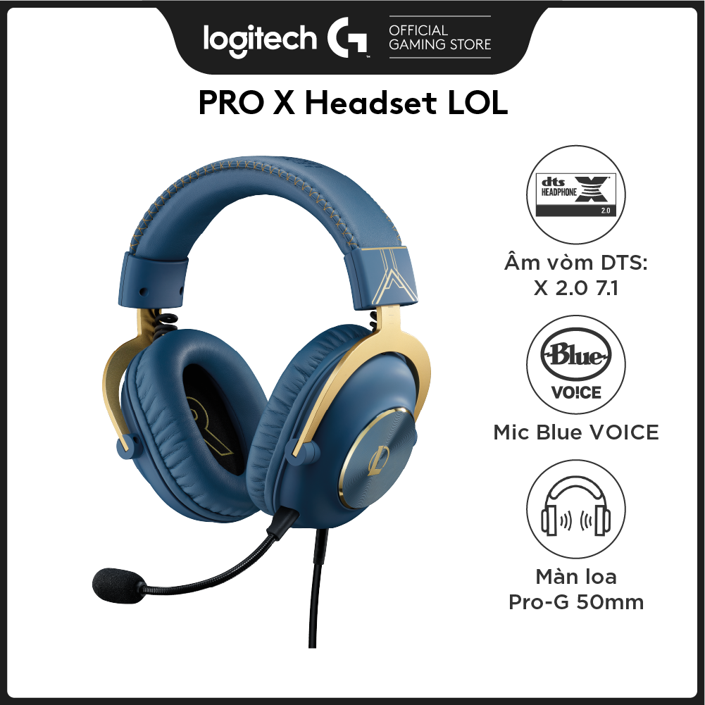 Tai nghe game Logitech G Pro X LOL League of Legends - Mic Blue Voice, âm thanh vòm, màn loa Pro-G 50mm -Hàng chính hãng