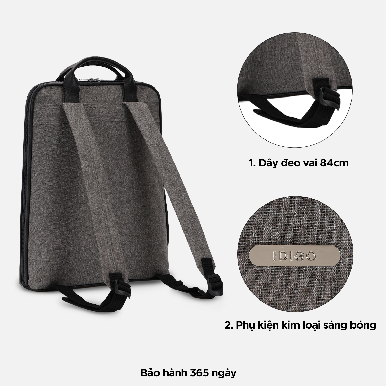 Balo công sở nam nữ đựng được laptop 15 inch, balo đi làm siêu mỏng IDIGO UBP2 - 4326
