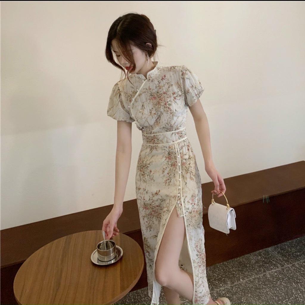 ĐẦM BODY CỔ TÀU HOA NHÍ XẺ TÀ  13850