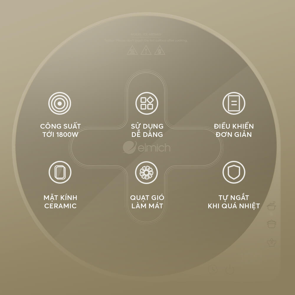 Bếp Điện Từ Đơn Elmich ICE-8878 1800W, Hàng Chính Hãng, Mặt Kính Ceramic - JoyMall