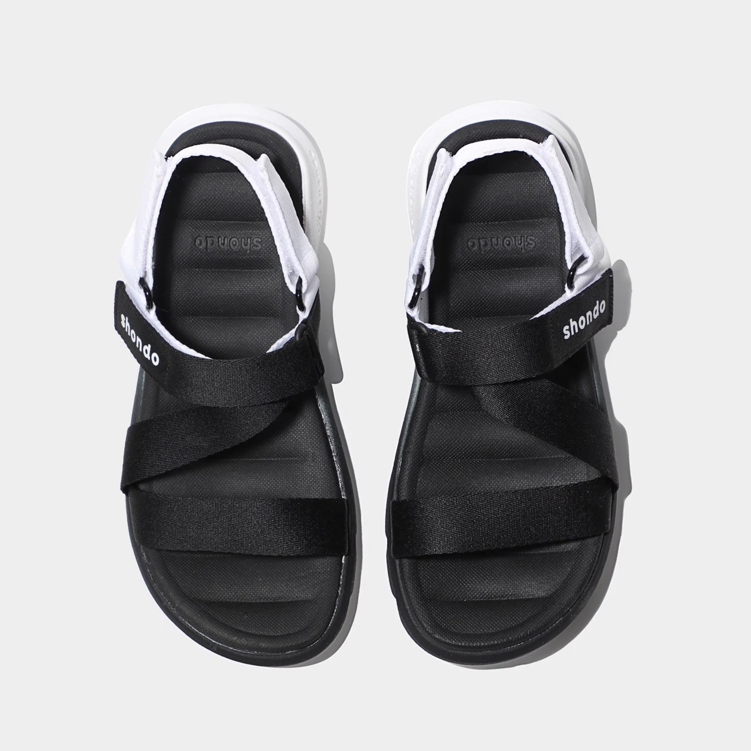 Giày sandal Shondo nam nữ đi học đế bằng ombre đế đen trắng F6S0110