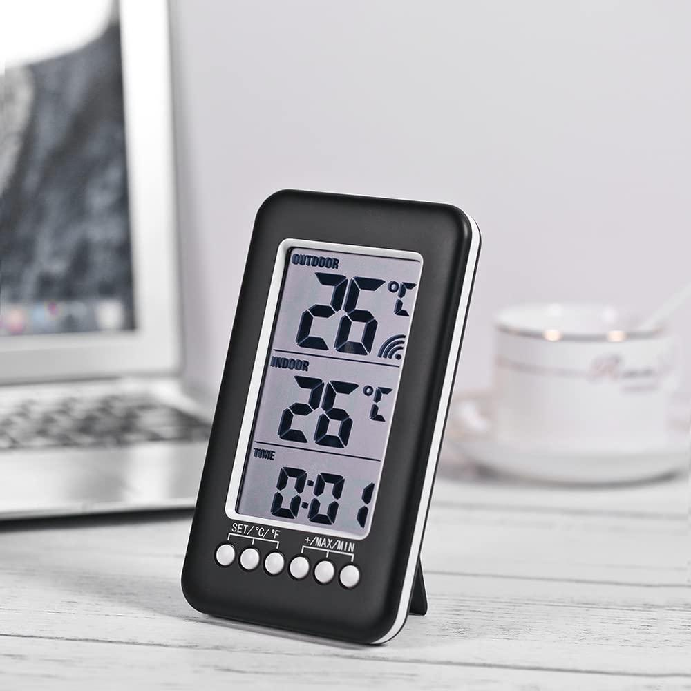 Nhiệt kế không dây bên trong và bên ngoài 2 trong 1 LCD Nhiệt kế nhiệt kế ℃ / ℉ Đo nhiệt độ đồng hồ nhiệt bên trong / bên ngoài kỹ thuật số với máy phát