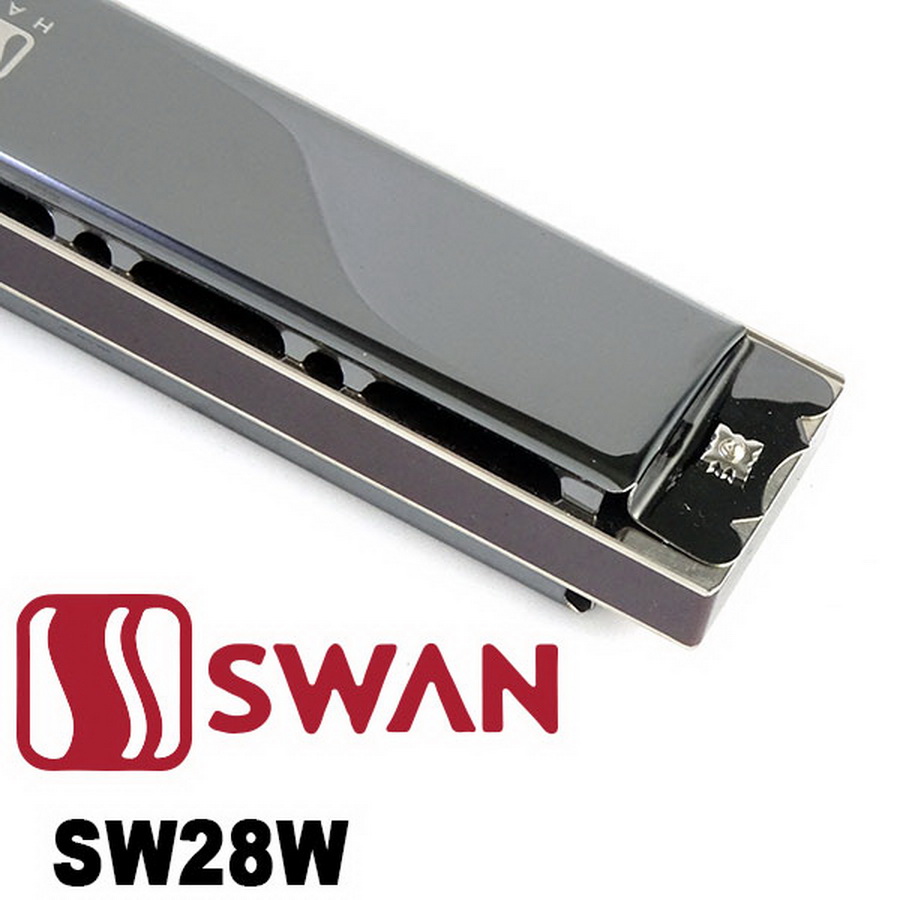 Kèn harmonica tremolo 28 lỗ Swan Wide Diapason SW28W Key C Đen Bóng