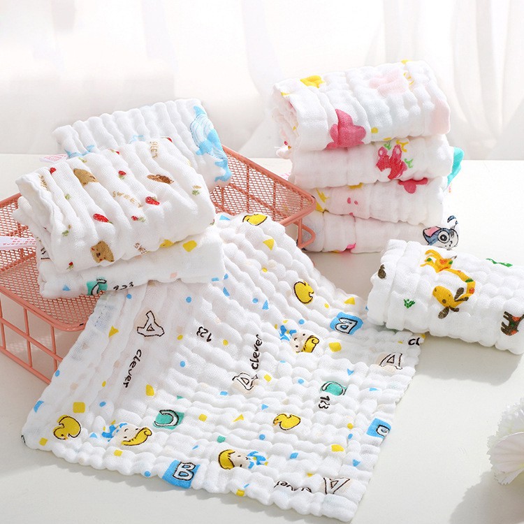 Set 5 khăn sữa xô nhăn 6 lớp siêu mềm siêu thấm hút cho bé