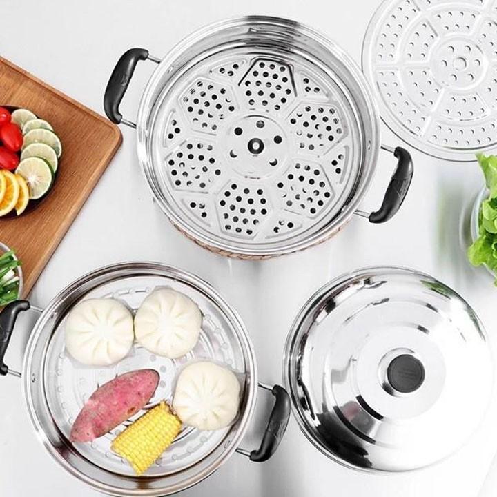 Nồi Hấp Inox 3 Tầng 28cm Đa Năng Nhà Bếp