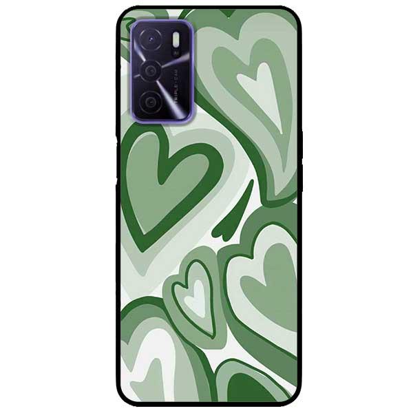 Ốp lưng dành cho Oppo A16 - Tim Viền Xanh Lá