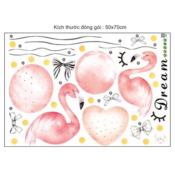 Decal trang trí tường - Bong bóng hình hạc hồng