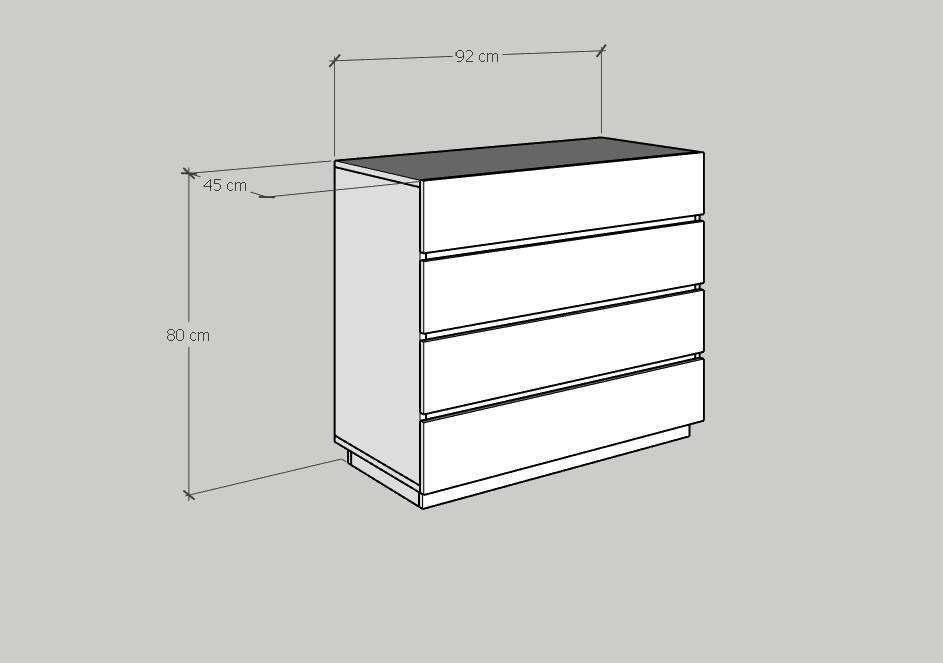 [Happy Home Furniture] MACRO, Tủ đựng đồ - 4 ngăn kéo ,  92cm x 45cm x 80cm ( DxRxC), THK_039