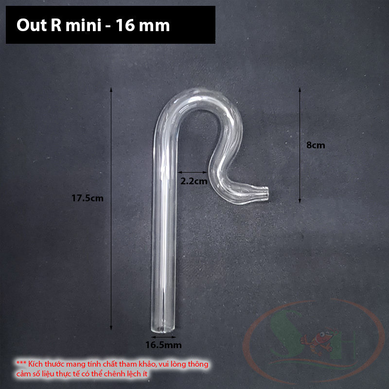 Ống in out thủy tinh mini 10, 12, 16 mm gắn bơm lọc thùng bể cá tép thủy sinh