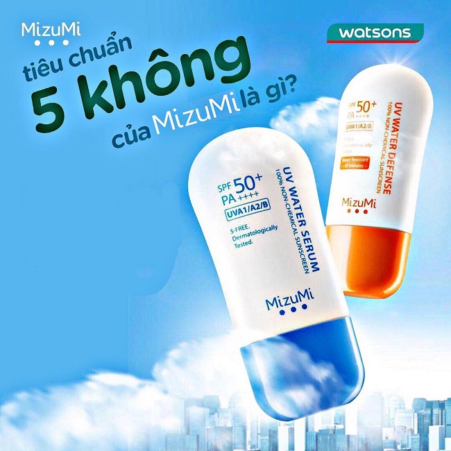 Kem Chống Nắng MizuMi UV Water Defense 100% Non-Chemical Sunscreen Không Thấm Nước SPF50+ PA++++ 30g