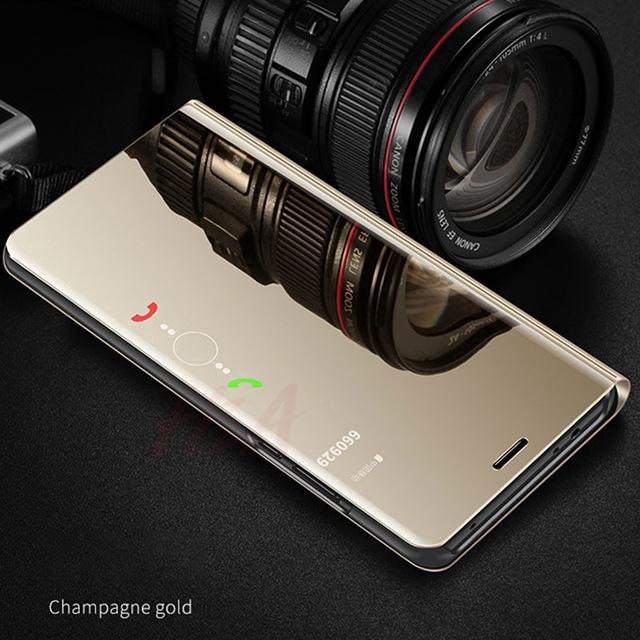 Bao da điện thoại tráng gương dạng lật thông minh sang trọng cho Huawei Mate 20X Mate 20 10 9 8