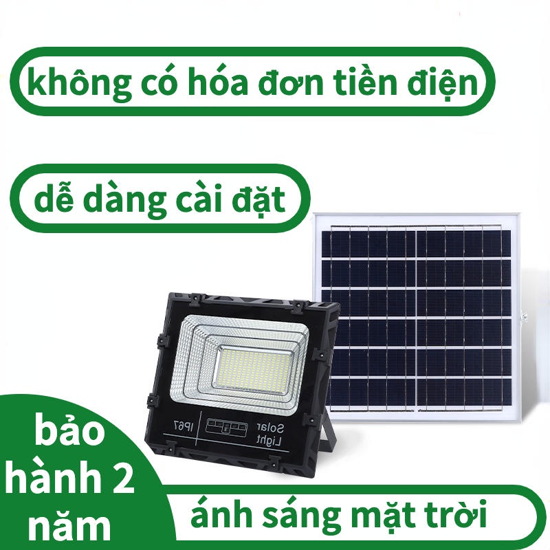 Đèn led pha năng lượng mặt trời 100W 200W 300W 400W có đèn báo dung lượng sử dụng hoàn toàn năng lượng mặt trời - không sử dụng điện