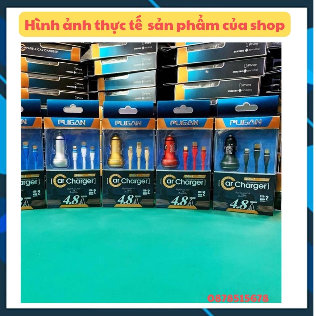 Bộ tẩu Sạc Nhanh 4.8A Pugan, Bộ Sạc Điện Thoại, Thiết Bị 3 Trong 1 Trên Xe Ô tô Cam Kết Hàng Cao Cấp Chất Lượng Loại 1