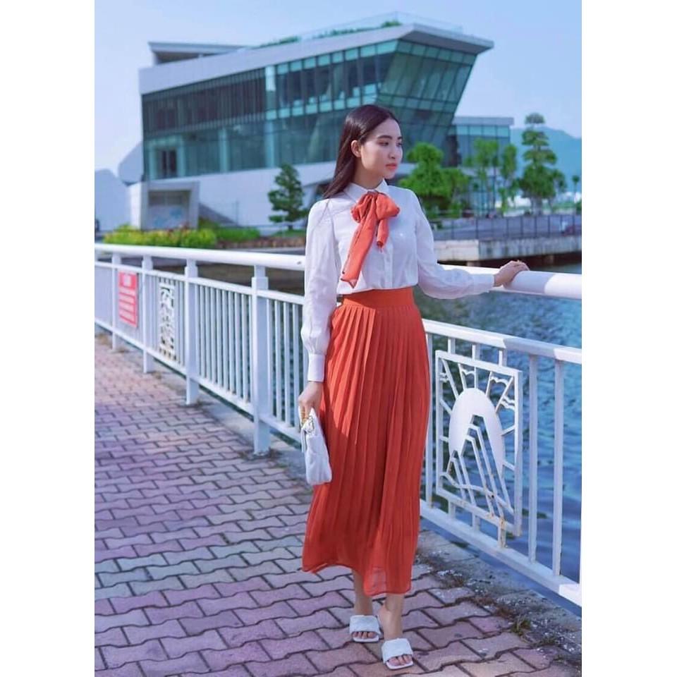 Set áo váy công sở ️️ sơ mi trắng dài tay và chân váy dài phong cách cổ điển dành cho nữ HTV01