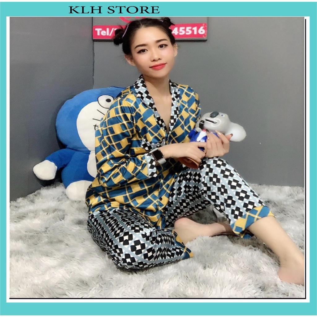 M1. Đồ bộ pijama mặc nhà chất lụa satin cao cấp mát nhẹ freesize dưới 60kg