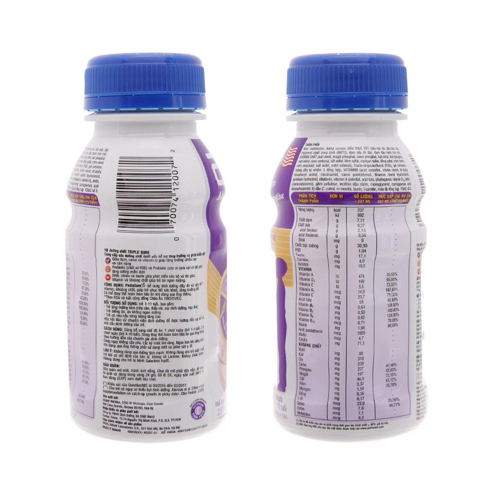 Sữa Bột Pha Sẵn Abbott PediaSure BA Hương Vani (Lốc 6 Chai x 237ml )