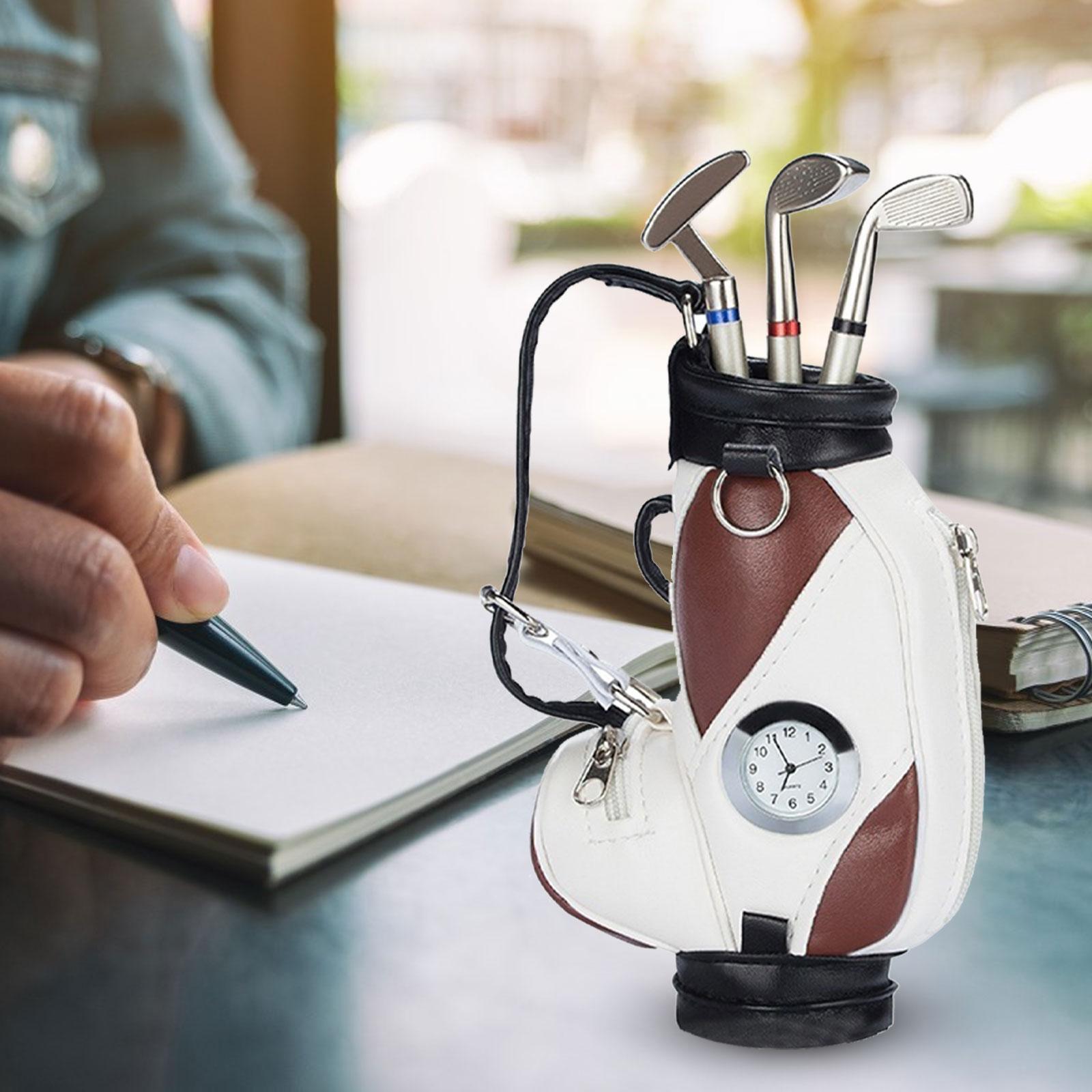 Golf Bag Golfer Boys for Men Mini Clubs Pens Set Unique Gift Golf Pen Holder
