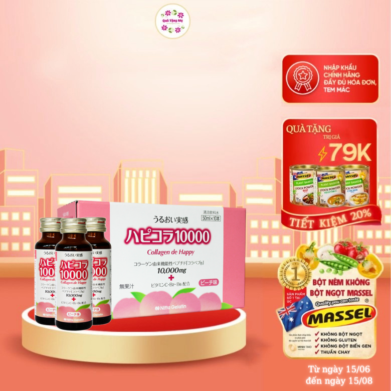 Collagen nước đậm đặc De Happy 10.000 mg Tăng sức độ đàn hồi, giảm nếp da, làm chậm quá trình lão hóa da, khớp, tăng cường sức khỏe tổng thể - QuaTangMe Extaste