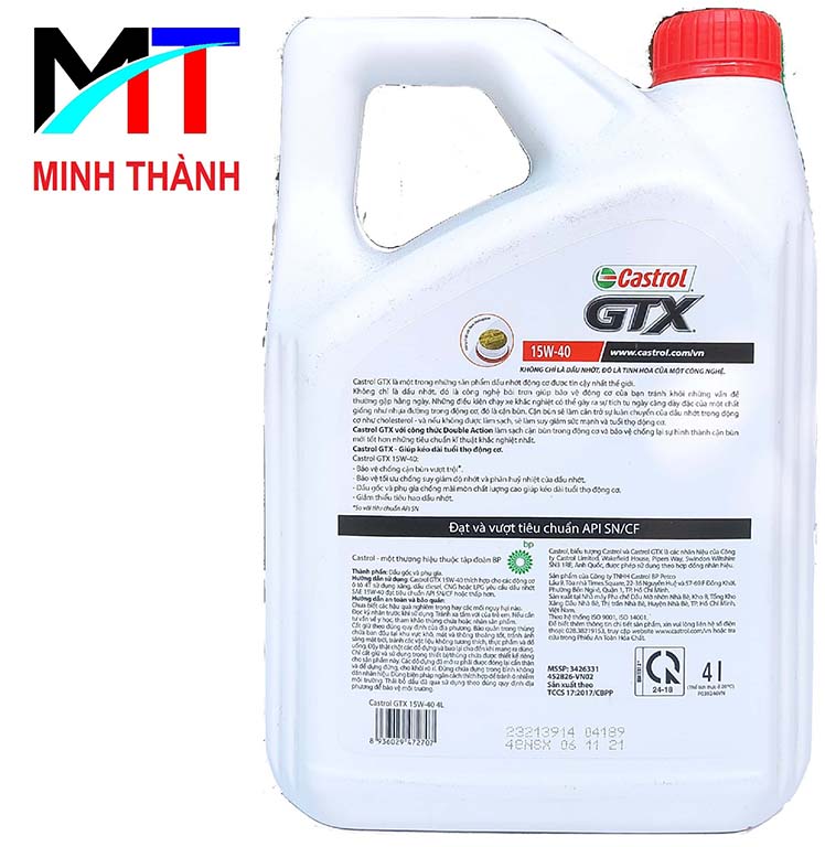 Dầu nhớt cho xe ô tô Castrol GTX 15W-40 (Can 4 Lit)