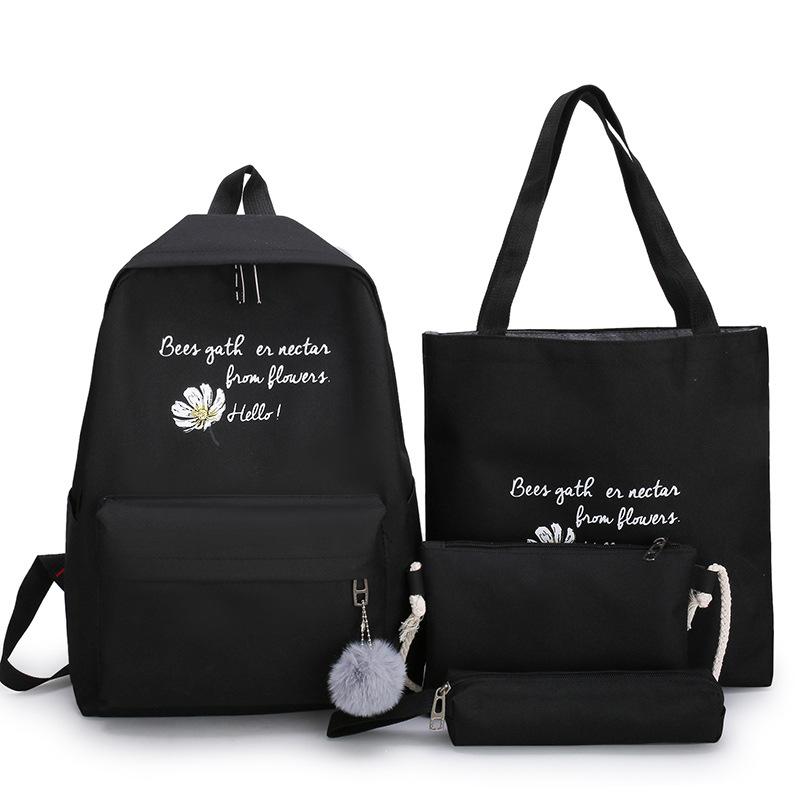 Vải Bố Schoolbags Cho Bé Gái Đeo Vai 4 Set Bộ Thời Trang Nữ Ba Lô Trường Cao Đẳng Tay Trẻ Em Kawaii Ba Lô