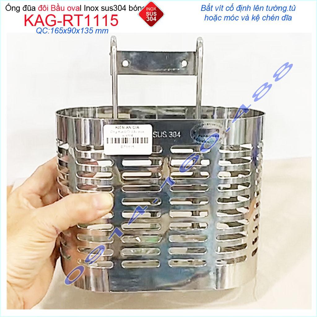Ống đũa đôi bầu KAG-RT1115, ống đựng đũa nhà bếp inox dập khuôn SUS304 sáng bóng thiết kế đẹp siêu bền sử dụng tốt