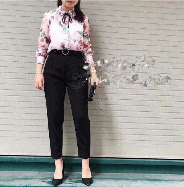 Quần baggy gấu lệch
