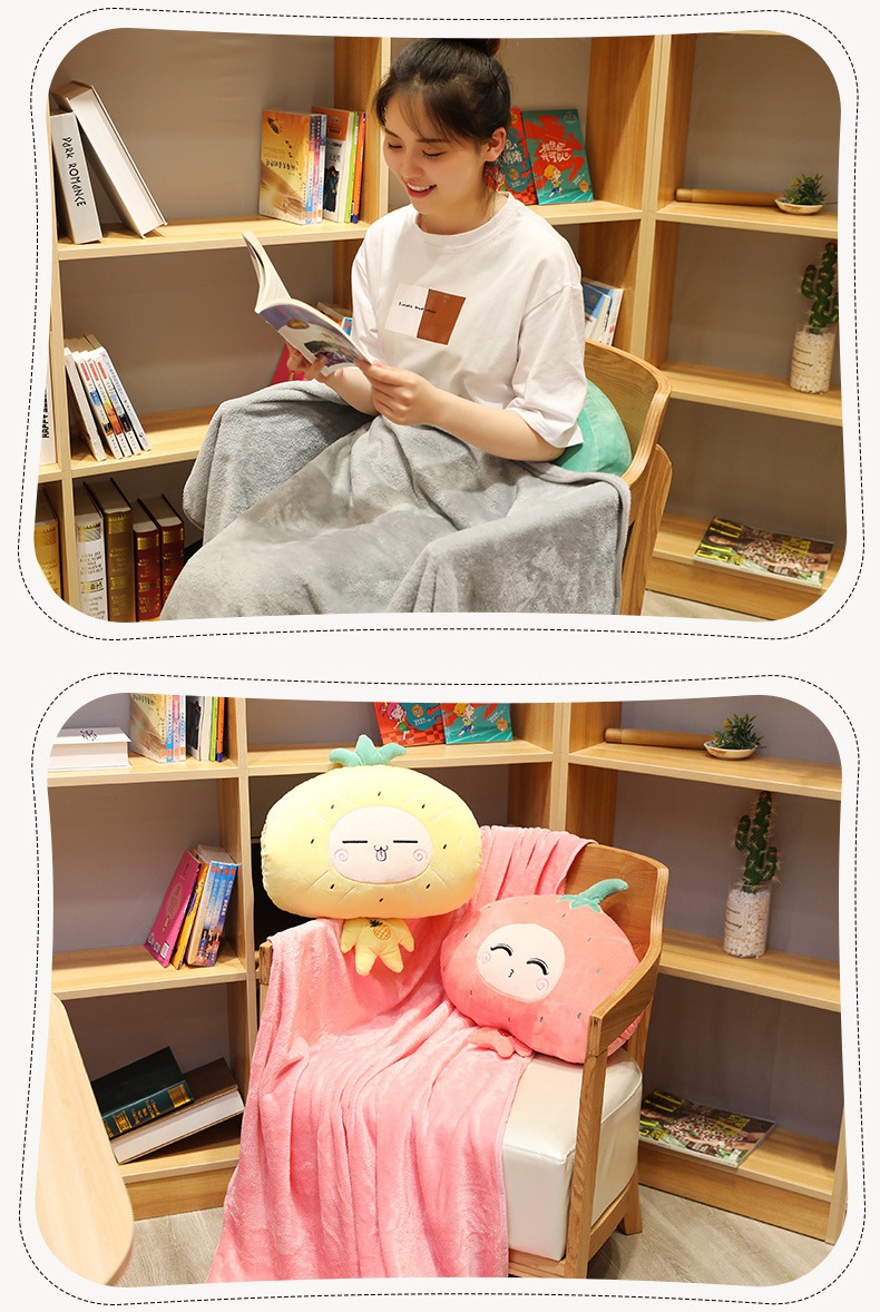 Bộ Chăn Gối Trái Cây Cute 3in1, Gấu Bông Kèm Chăn , Gối Ngủ Trưa Văn Phòng, Du Lịch, Cho Bé