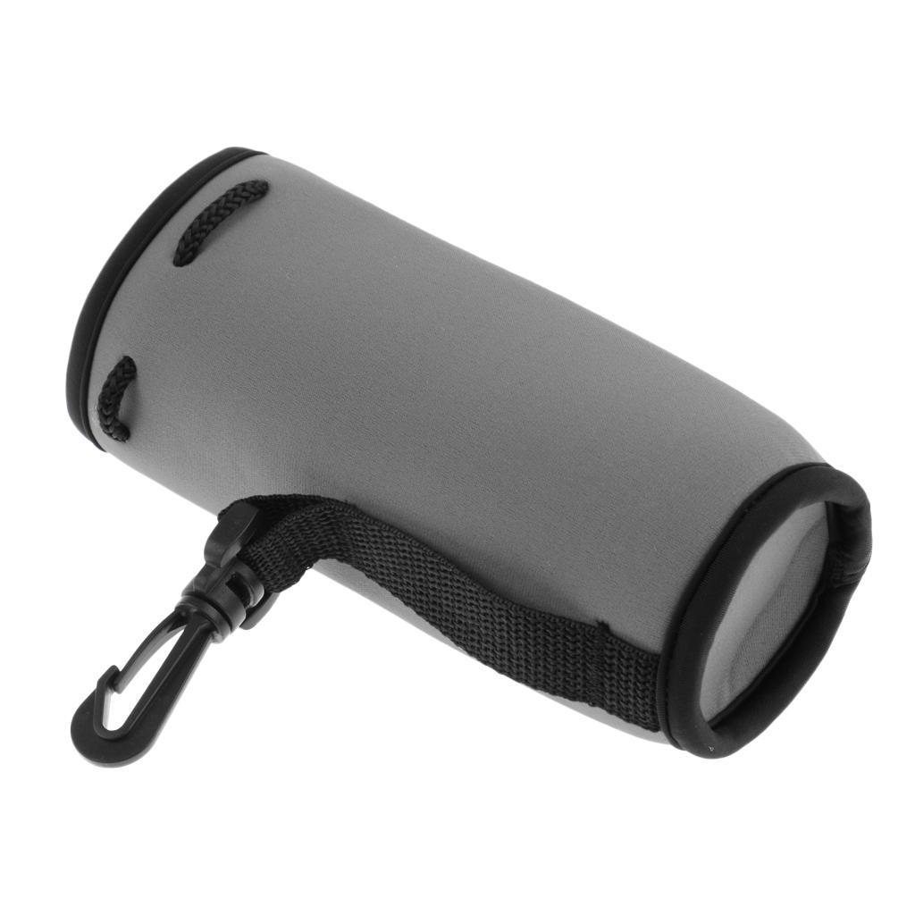 2pcs Black & Grey Neoprene Insulated 500ml Sports Drink Water Bottle Cover Sleeve Holder with Drawstring & Clip 175 x 64mm