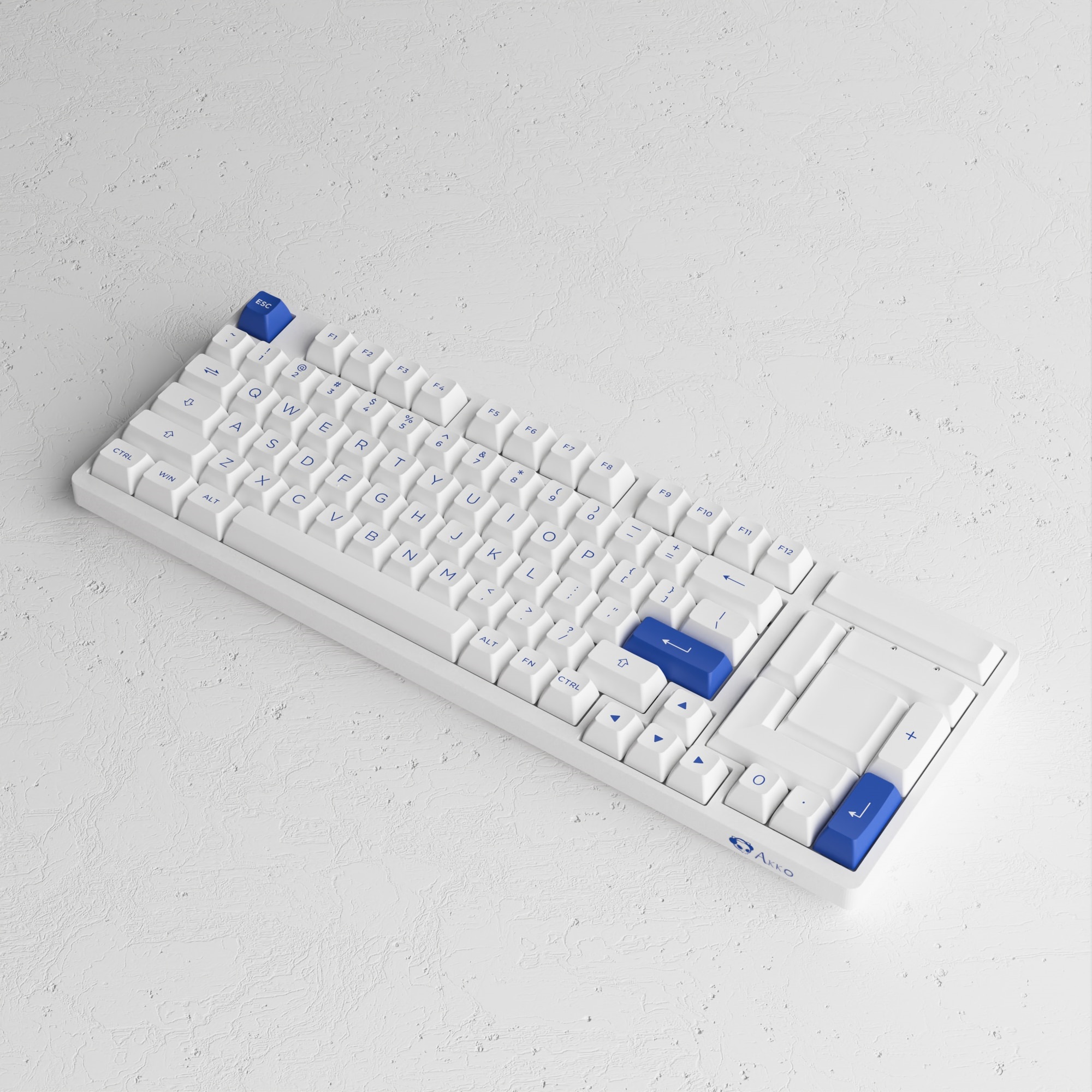 Bàn phím cơ AKKO 3098N Multi-modes Blue on White (Bluetooth 5.0 / Wireless 2.4Ghz / Hotswap / Foam tiêu âm / TTC switch) - Hàng chính hãng